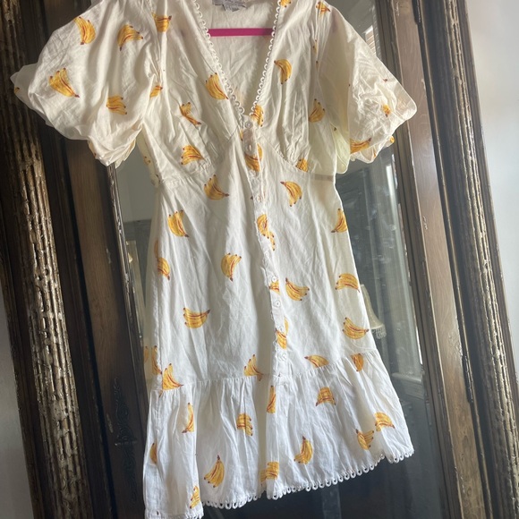 Never Fully Dressed Banana mini puff sleeve Dress Small US 2 - Picture 5 of 6